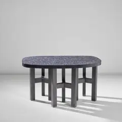 Ado Chale, Table, circa 1985, Agate, resin, patinated steel
