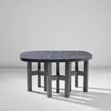 Ado Chale, Table, circa 1985, Agate, resin, patinated steel