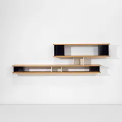 Charlotte Perriand, 'Nuage' wall-mounted shelf, circa 1959, Oak-veneered wood, painted aluminium, aluminium