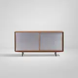 Jean Prouvé, Cabinet, model no. 150, circa 1955, Aluminum, oak-veneered wood, oak, painted steel