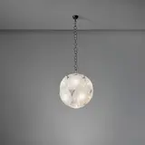 Paolo Venini, Ceiling light, circa 1953, Canne di zanfirico lattimo glass, painted brass, brass