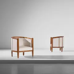 Pair of armchairs by Osvaldo Borsani, circa 1932, Stained beech, fabric, sold Apr 2026