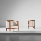 Osvaldo Borsani, Pair of armchairs, circa 1932, Stained beech, fabric