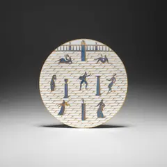 Gio Ponti, Rare 'la Passeggiata Archeologica' plate, 1925, Painted and gilded porcelain