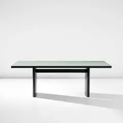 Joaquim Tenreiro, Dining table, circa 1958, Painted wood, reverse-painted glass