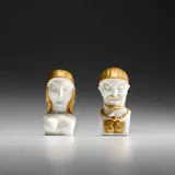 Gio Ponti, Two 'Erme' busts, 1927, Gilded and glazed porcelain