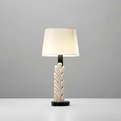 Pietro Chiesa, Rare table lamp, circa 1939, Painted wood, mirrored glass, nicked-plated metal, brass, fabric shade