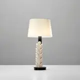 Pietro Chiesa, Rare table lamp, circa 1939, Painted wood, mirrored glass, nicked-plated metal, brass, fabric shade