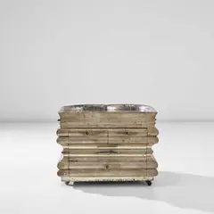 Bruno Paul, Rare dressing table, circa 1928, Silvered wood, agba, brass, glass, castors