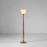 Tomaso Buzzi, Floor lamp, model no. 502, 1933-1938, Avorio glass with gold leaf inclusions, coloured glass, brass
