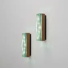 Max Ingrand, Pair of wall lights, model no. 1829, circa 1961, Glass, brass, painted brass