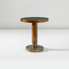 Gio Ponti, Occasional table, designed for the 'Conte Grande' ocean liner, circa 1947, Walnut, linoleum, brass