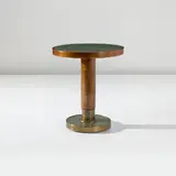 Gio Ponti, Occasional table, designed for the 'Conte Grande' ocean liner, circa 1947, Walnut, linoleum, brass
