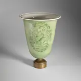 Émile-Jacques Ruhlmann, Large vase, model no. 2, circa 1926, Glazed porcelain, bronze