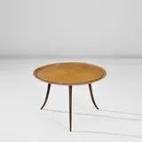 Coffee table by Paolo Buffa, circa 1945, Maple-veneered wood, maple, brass, glass, offered Apr 2026