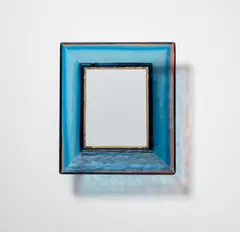Mirror, model no. 30 by Carlo Scarpa, circa 1937, Iridescent coloured glass, mirrored glass, brass, sold Apr 2026