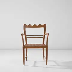 Paolo Buffa, Armchair, circa 1940, Oak, cane