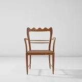 Paolo Buffa, Armchair, circa 1940, Oak, cane