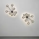 Gino Sarfatti, Pair of wall or ceiling lights, model no. 178 A, circa 1950, Painted brass, painted aluminium, glass