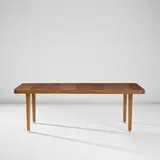 Rare dining table, from Villa T., Ospedaletti, Italy by Antonio Fornaroli and Alberto Rosselli Studio P.F.R. - Gio Ponti, circa 1954, Oak, oak-veneered wood, brass, sold Apr 2026