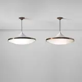 Max Ingrand, Pair of ceiling lights, model no. 2064, circa 1960, Glass, painted aluminium, brass