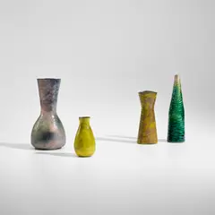 Paolo De Poli, Four vases, 1950s-1960s, Enamelled copper