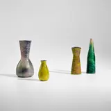 Paolo De Poli, Four vases, 1950s-1960s, Enamelled copper