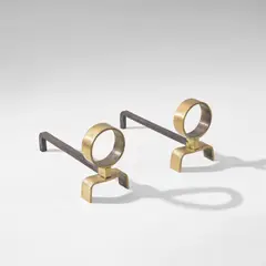 Melchiorre Bega, Pair of andirons, circa 1937, Iron, brass