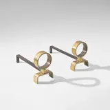 Melchiorre Bega, Pair of andirons, circa 1937, Iron, brass