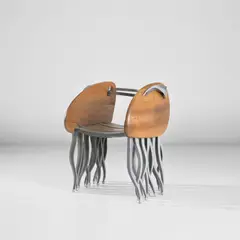 Ron Arad, Rare 'Split Chair', circa 1990, Aluminium, walnut