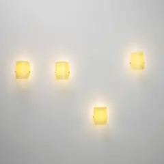 Set of four adjustable wall lights, model no. 184 by Gino Sarfatti, circa 1951, Coloured acrylic, brass, sold Apr 2026
