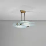 Max Ingrand, Rare ceiling light, circa 1958, Partially acid-etched glass, brass