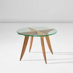 Gio Ponti, Small side table, circa 1950, Walnut, glass
