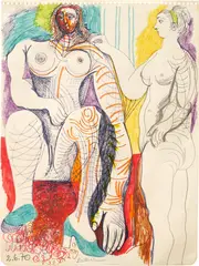 Pablo Picasso, Nu debout et nu assis, felt-tip pen and pencil on paper