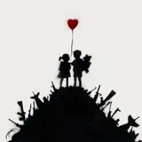 Banksy, Kids on Guns, 2004, spray paint on canvas