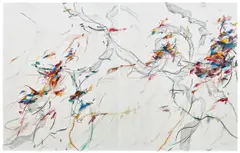 Xiyao Wang, On the way to Penglai Island no. 2, 2023, oilstick and charcoal on canvas, diptych