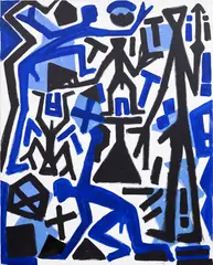 Sehnsucht (Longing) by A. R. Penck, 2001, acrylic on canvas, sold Mar 2025