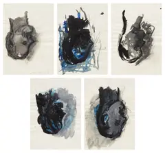 5 Köpfe by Georg Baselitz, 1979, gouache, ink, charcoal and graphite on paper, in 5 parts, sold Mar 2025