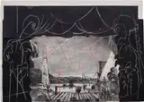 William Kentridge, Drawing from 'Preparing the Flute' (Stage with Black Curtain), 2005, pastel, charcoal and paper collage on paper