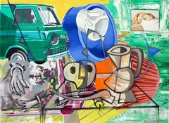 David Salle, This is the Fun, 2014-2015, oil, acrylic and archival digital print on linen collage on linen