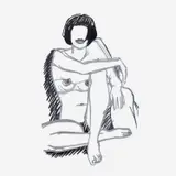 Tom Wesselmann, Monica Sitting, Arm on Knee (Gray), 1985-1990, enamel on laser cut steel
