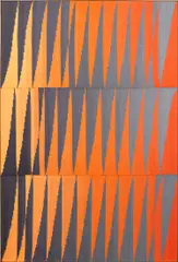 Brent Wadden, Tangerine Grey (Double Face), 2015, fibre, wool and cotton on canvas, in artist's frame