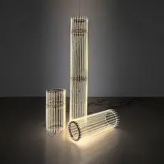 Cerith Wyn Evans, Column (Assemblages) V, 2010, radium lamps, metal, cables and heat-resistant pads