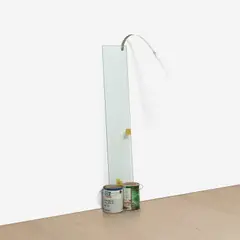 Orlando Francisco, A Weak Blind Date, 2012, glass, paint cans, tape, plastic ruler, iron wire, chopsticks and paper