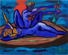 Im Boot by Rainer Fetting, 1982, acrylic on canvas, offered Mar 2025