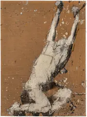 Manolo Valdés, Ribera como pretexto, 1988, oil on burlap collage and thread on burlap