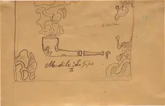 La pipe – Modèle: La pipe by Marcel Broodthaers, 1968-1969, ballpoint pen on paper, sold Mar 2025