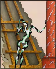 Alejandro Cardenas, Stage Collapse, 2020, acrylic on canvas, in artist's frame