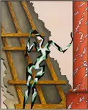 Alejandro Cardenas, Stage Collapse, 2020, acrylic on canvas, in artist's frame