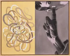 David Salle, Pointing Up, 1997, oil and acrylic on canvas, in artist's frame